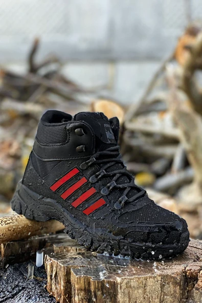 Big King Siyah Kırmızı Çizgili Kauçuk Unisex Trekking Bot - Resim 2