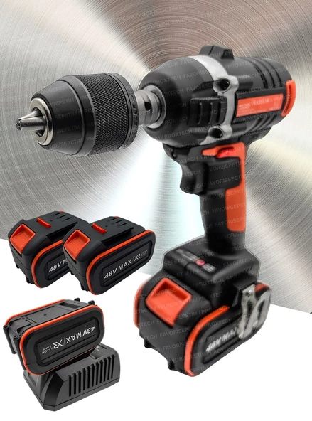 Yüksek Torks 2çift Akülü Kömürsüz Motor Akülü Vidalama Darbeli Somun Sıkma Sökme Combo Cırcır SetSet - Resim 5