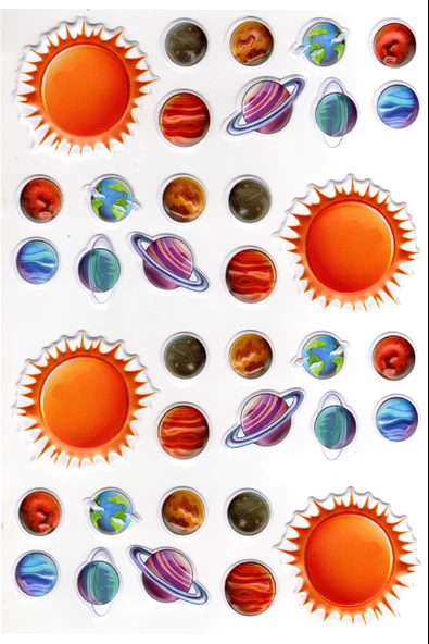 Sticker Kabartmalı A4 Boyutunda Stiker Defter, Planlayıcı Etiket-(lim507) - Güneş sistemi, Gezegenler