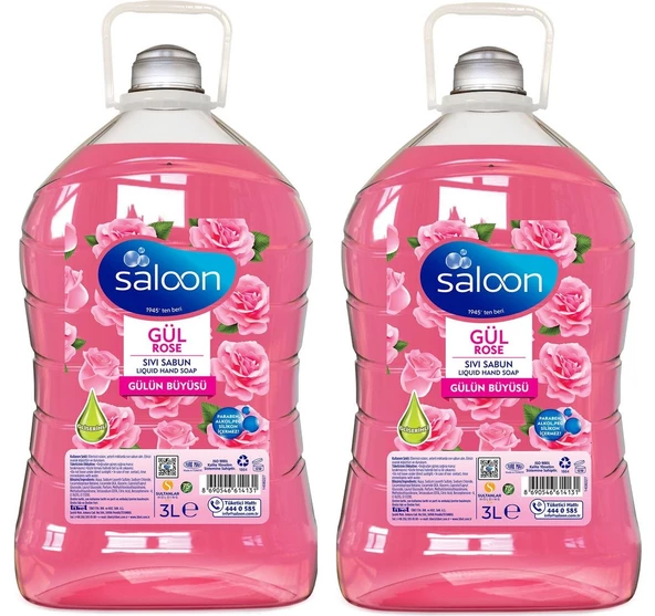 Saloon Sıvı Sabun Gül 3 LİTRE*2 TOPLAM 6 LİTRE GÜL KOKULU SIVI SABUN