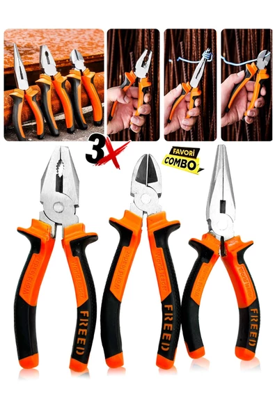Çok Fonksiyonlu ProSeri Pense Kargaburun Yankeski Amatör ve Profesyoneller için Combo set(3 Adet) - 2