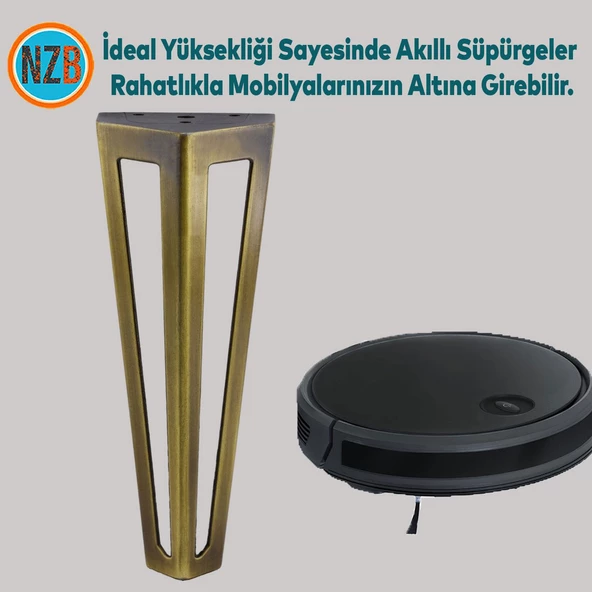 Mobilya Koltuk Konsol Tv Ünite Masa Ayağı Metal Ayakları 20 Cm Antik Sarı - Resim 7