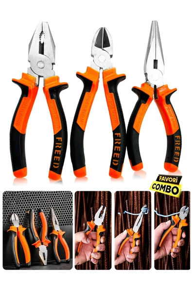 Çok Fonksiyonlu ProSeri Pense Kargaburun Yankeski Amatör ve Profesyoneller için Combo set(3 Adet) - 1