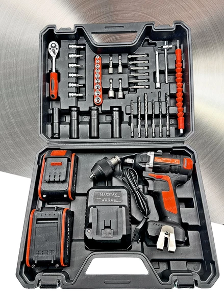 Yüksek Torks 2çift Akülü Kömürsüz Motor Akülü Vidalama Darbeli Somun Sıkma Sökme Combo Cırcır SetSet - Resim 3