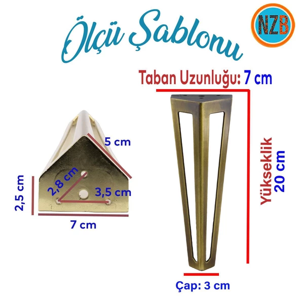 Mobilya Koltuk Konsol Tv Ünite Masa Ayağı Metal Ayakları 20 Cm Antik Sarı - Resim 2