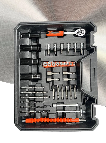Yüksek Torks 2çift Akülü Kömürsüz Motor Akülü Vidalama Darbeli Somun Sıkma Sökme Combo Cırcır SetSet - Resim 7