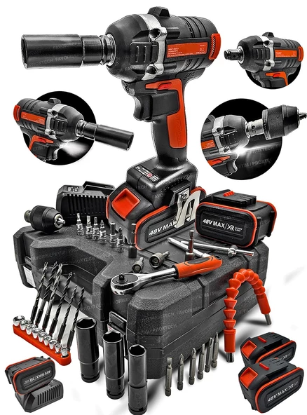 Yüksek Torks 2çift Akülü Kömürsüz Motor Akülü Vidalama Darbeli Somun Sıkma Sökme Combo Cırcır SetSet ürün görseli