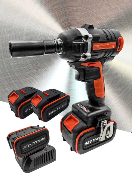 Yüksek Torks 2çift Akülü Kömürsüz Motor Akülü Vidalama Darbeli Somun Sıkma Sökme Combo Cırcır SetSet - Resim 4