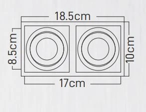 Maxled Sıva Altı GU-10 Duylu İkili Siyah PC KASA Dekoratif Spot Kasa MX-2054