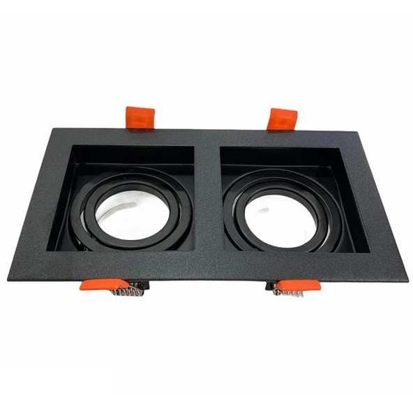 Maxled Sıva Altı Dekoratif Siyah İkili Spot Kasası MX-2033 G10 Duy Dahil