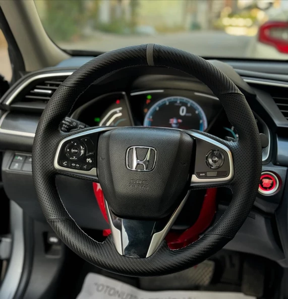 Honda Civic Fc5 Araca Özel Direksiyon Kılıfı (Karbon Nokta GRİ YÜZÜK) - 2