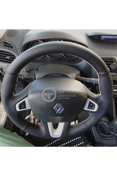 Renault Megane 3 Araca Özel Direksiyon Kılıfı Derisi Olan Araçlara Uyumludur - Resim 8