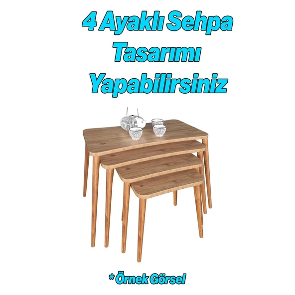 Ahşap Mobilya Ayağı 4 Adet 40 cm Sehpa Zigon Orta Masa Puf Tabure Tv Ünitesi Ayakları M8 Civatalı - 8