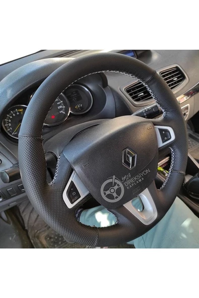 Renault Megane 3 Araca Özel Direksiyon Kılıfı Derisi Olan Araçlara Uyumludur - Resim 6