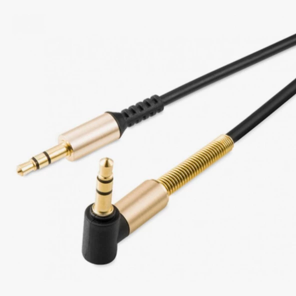 Ses Aktarım Kablosu 1 Metre Jak Erkek Erkek L Tipi 3.5mm AUX Kablosu - 3