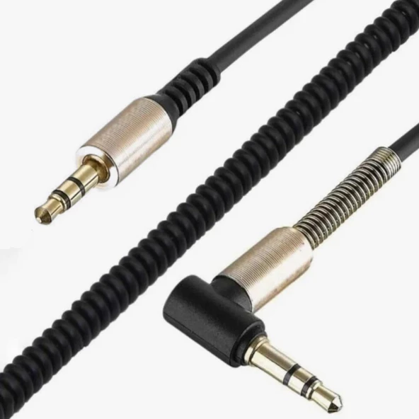 Ses Aktarım Kablosu 1 Metre Jak Erkek Erkek L Tipi 3.5mm AUX Kablosu - 4