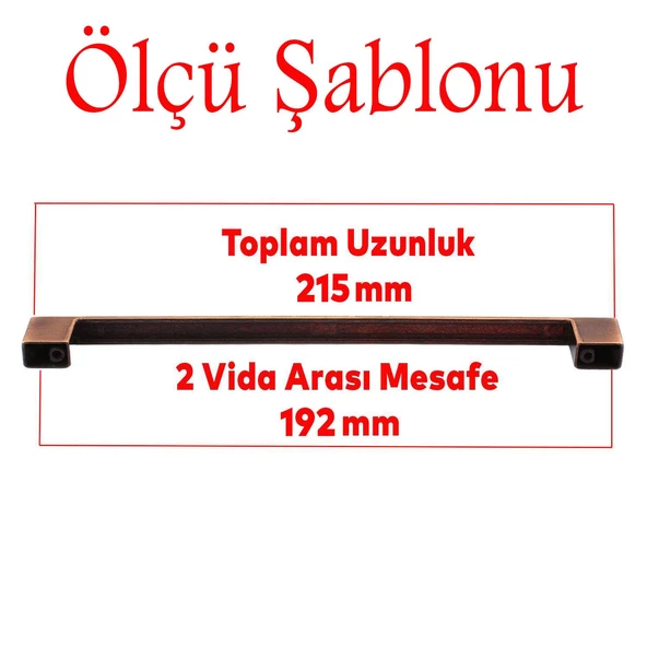 Kale Kulp Metal 192 mm Eskitme Antik Bakır Mobilya Mutfak Çekmece Kapak Dolap Kulpu Kulbu Kulpları - Resim 3