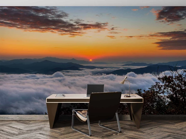 Bulut Günbatımı Manzaralı Duvar Kağıdı Baskı - Resim 4