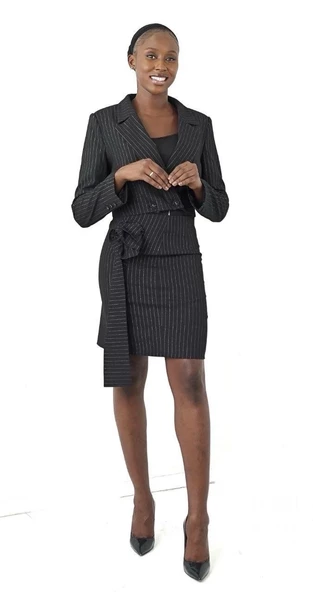 Trend Kadın Blazer Detaylı Crop Ceket Etek Takım Elbise - 4