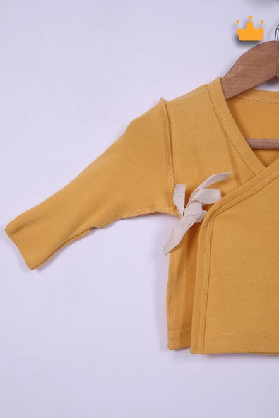 Babyhola Prematüre Serisi 45cm Hastane Çıkışı Kruvaze Üst Patikli Alt Önlük Bere %100 Pamuk 4'lü Takım 22415 - 12