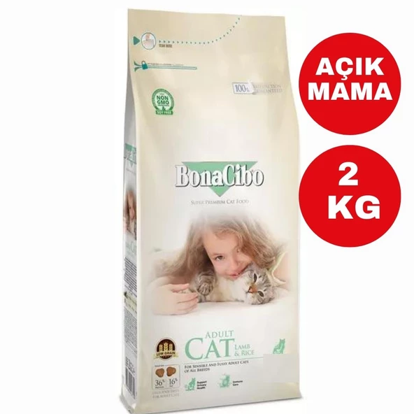 BonaCibo Hassas Kediler Kuzu Etli Açık Yetişkin Kedi Maması 2KG