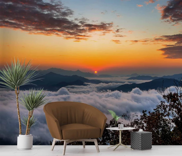 Bulut Günbatımı Manzaralı Duvar Kağıdı Baskı - Resim 6