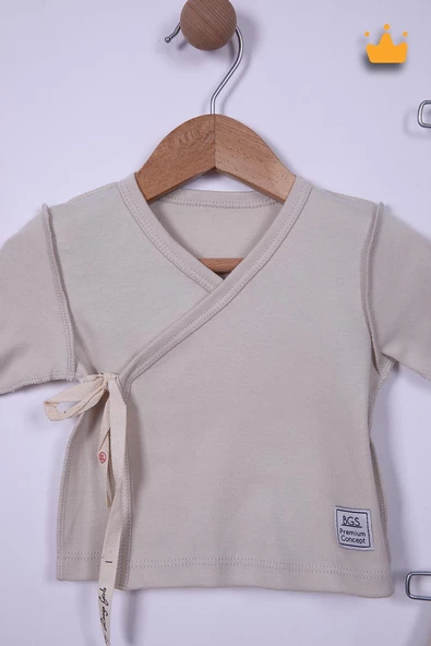 Babyhola Prematüre Serisi 45cm Hastane Çıkışı Kruvaze Üst Patikli Alt Önlük Bere %100 Pamuk 4'lü Takım 22415 - 5