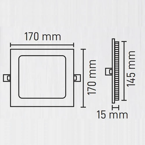 Maxled 12W Siyah Kasa Kare Sıva Altı Led Panel 3000K Günışığı - Resim 2