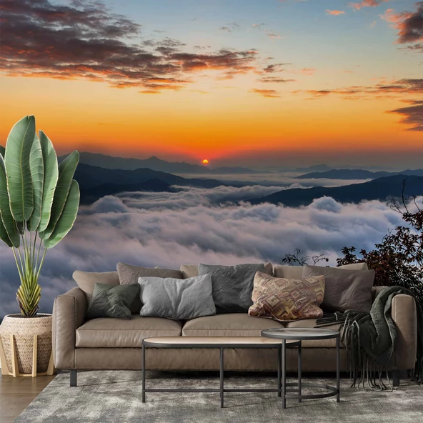 Bulut Günbatımı Manzaralı Duvar Kağıdı Baskı ürün görseli