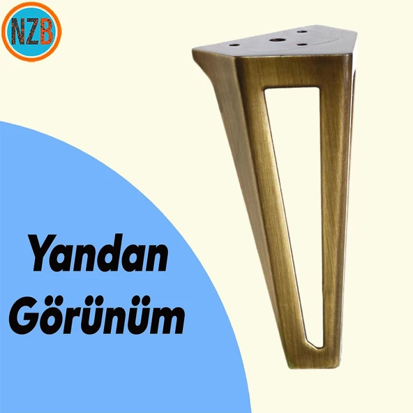 Mobilya Koltuk Baza Puf Kanepe Tv Ünite Masa Ayağı Ayakları Metal Ayak 14 Cm Antik Sarı - Resim 5