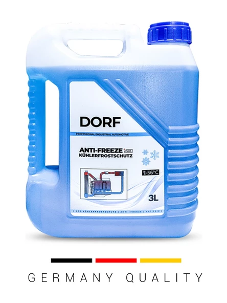 Dorf Mavi Antifriz Dört Mevsim Organik Üstün Koruma 3 Litre Üretim 2024 3. Ay Made in Germany