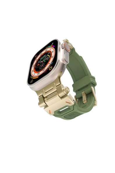 TechnoGuru Apple Watch 42mm Uyumlu  KRD-108 Metal Başlıklı Silikon Kordon