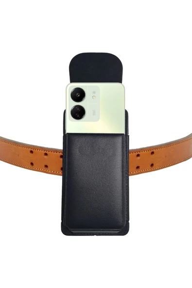 Xiaomi Redmi 13C Uyumlu Kılıf - Kemer Kılıfı - Suni Deri Bele Takılan Kılıf