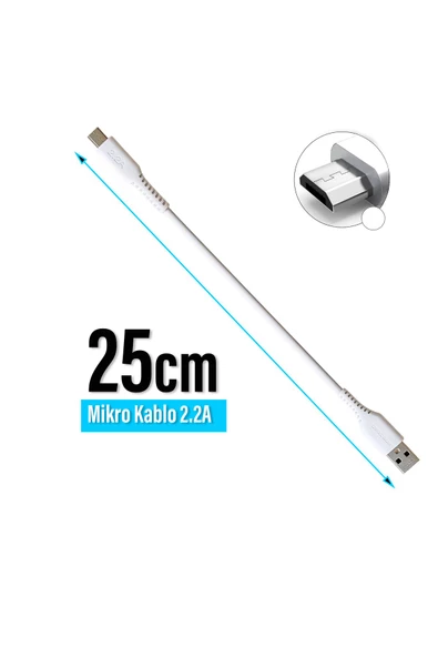 Kısa Şarj Kablosu 25cm Powerbank Telefon Şarj Kablosu 25cm