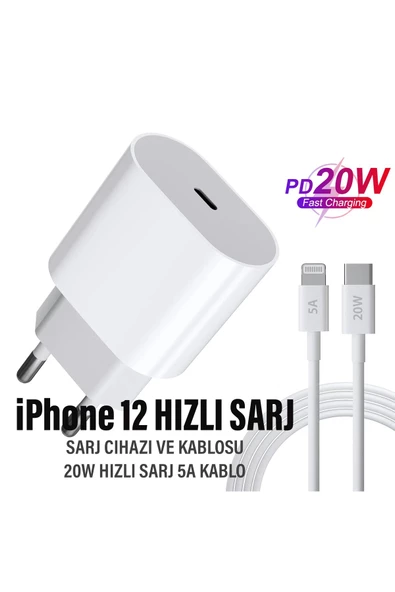 iPhone 12 Uyumlu Şarj Aleti ve Kablosu 20W HIZLI PD Şarj Cihazı iPhone 12 Mini 12 Pro 12 Pro Max
