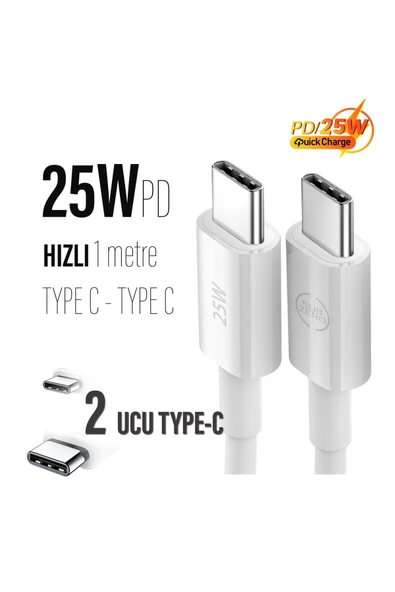 Samsung S20 - S20 FE - S20+ Plus - S22 Uyumlu Hızlı Şarj Kablosu 25W Hızlı İki Ucu Type-C Kablo - 2