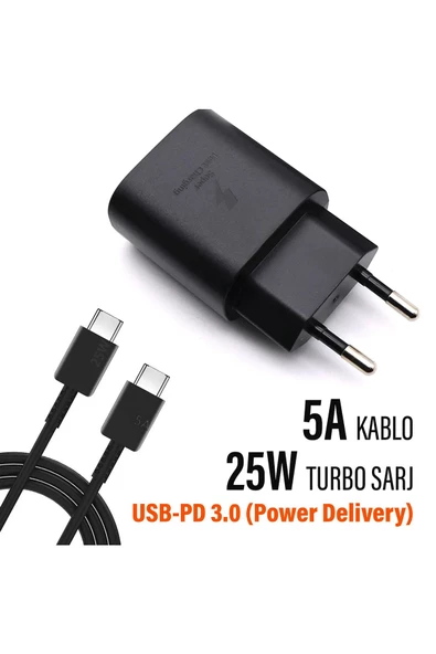 A34 Şarj Aleti Type-C 25W Hızlı Şarj Cihazı ve 5A KablosuA34 5G Şarj Cihazı - 2