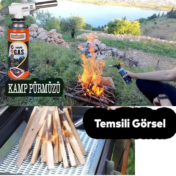 Çakmaklı Pürmüz Yedek Kartuşu Kamp Gazı 400 ML Piknik Kamp Mangal Mutfak Ateş Tutuşturucu 4 Adet - 4
