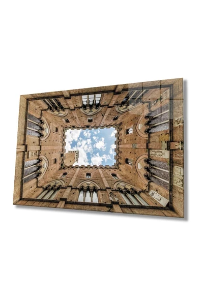 AlpiLeo Kahverengi Renkli Pencereli Geometrik Alp Özel Cam Tablo ürün görseli 1