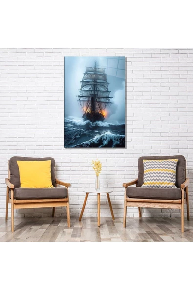 AlpiLeo Fırtınanın Gözünde Alp Özel Cam Tablo Hediyelik Büyük Tablo Ev Ofis Dekoru - Resim 2