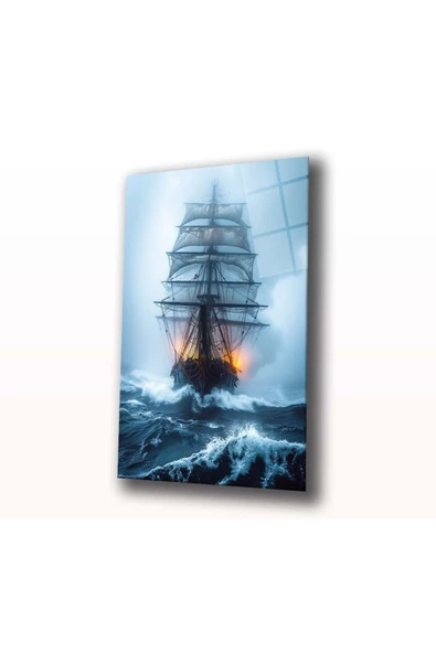AlpiLeo Fırtınanın Gözünde Alp Özel Cam Tablo Hediyelik Büyük Tablo Ev Ofis Dekoru ürün görseli 1