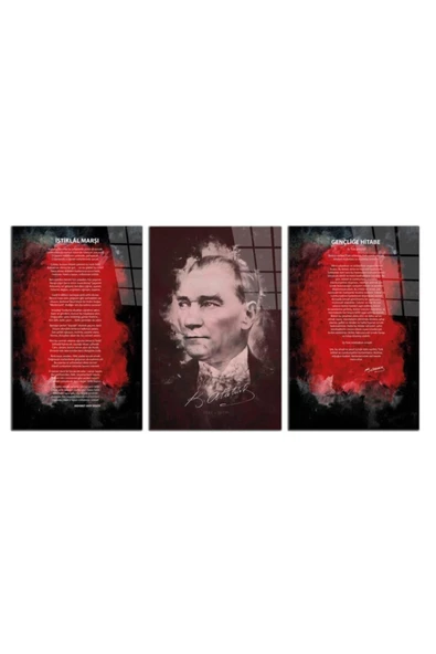 AlpiLeo Atatürk - Istiklal Marşı - Gençliğe Hitabe 3 Parça Tablo ürün görseli 1