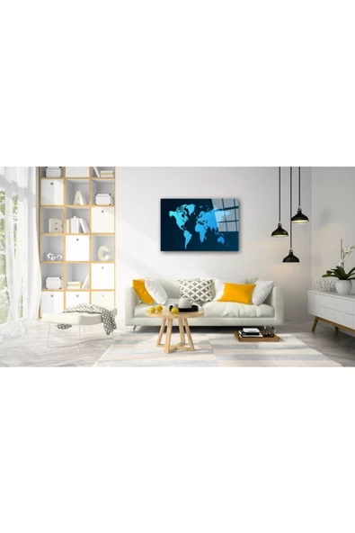 AlpiLeo Dünya Haritası 17 Alp Özel Cam Tablo - Resim 2