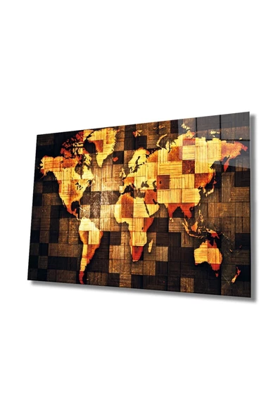 AlpiLeo Dünya Haritası Alp Özel Cam Tablo - Resim 2