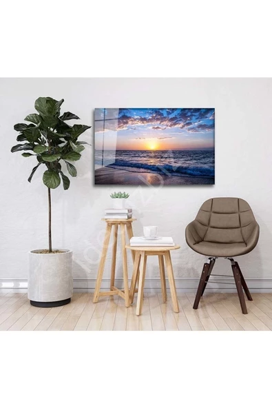 AlpiLeo Günbatımı Manzara Alp Özel Cam Tablo 4mm Dayanıklı Temperli Cam - Resim 2
