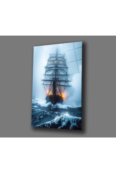 AlpiLeo Fırtınanın Gözünde Alp Özel Cam Tablo Hediyelik Büyük Tablo Ev Ofis Dekoru - Resim 4