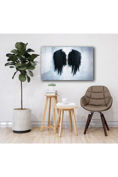 AlpiLeo Siyah Kanatlar Alp Özel Cam Tablo Ev Ve Ofis Duvar Dekoru Hediyelik Büyük Tablo - Resim 2