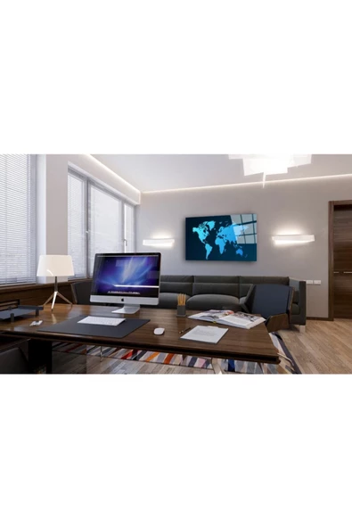 AlpiLeo Dünya Haritası 17 Alp Özel Cam Tablo - Resim 3