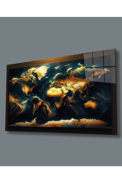 AlpiLeo Dünya Haritası Çerçevesiz Alp Özel Cam Tablo Yapay Zeka Tablo ürün görseli 1