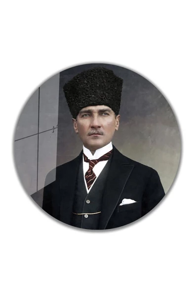 AlpiLeo Atatürk Yuvarlak Alp Özel Cam Tablo 4mm Dayanıklı Temperli Cam ürün görseli 1